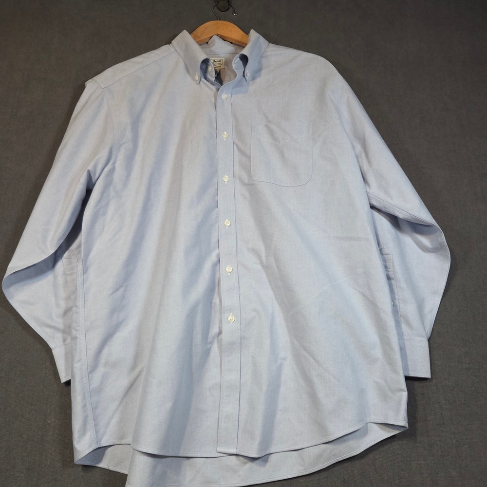 L.L. Bean Button Down Shirt Mens 17-33 Blue Traditional Fit Oxford Cotton 209410
